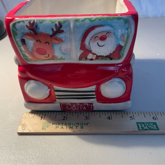 Red Santa and Reindeer Ceramic Planter NEW with box can ship ASAP Best offer - Picture 4 of 10